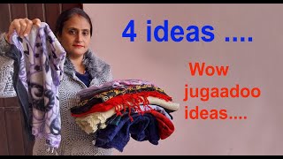 4 no cost diy for home  Ideas का जादू  home organization ideas old cloths reuse old shawl reuse [upl. by Nita]