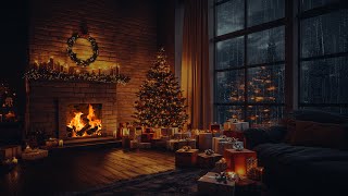 Cozy Christmas Rain  Fireplace Ambience for a Peaceful Holiday Night  Relaxing Rain Sounds [upl. by Namyl]