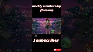 Weekly membership giveaway 🤑 ffredeemcode [upl. by Eilram947]