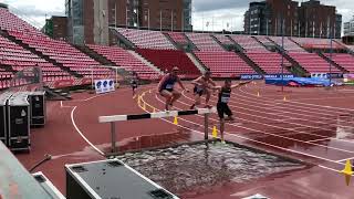 M45 Steeplechase Water Jump Only at 2022 Tampere Finland World Masters Athletics Championships [upl. by Aiynot444]