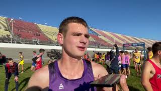 Mitchell Hiatt of Onsted reacts to winning D3 MHSAA cross country title [upl. by Vrablik614]