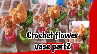 CROCHET flower vasehow to make crochet flower vase part2 [upl. by Annairt826]