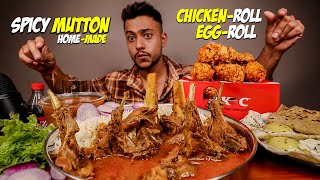 15KG SPICY MUTTON CURRY WITH RICE CHICKEN ROLL DOUBLE EGG ROLL KFC CRISPY CHICKEN LEGS  MUKBANG [upl. by Patrica]