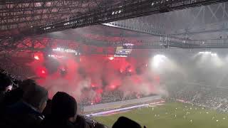 Lech Poznan fans pyro show at home game against Legia Warsaw 10112024 [upl. by Alyssa]