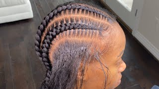 How I get STRAIGHT  PROPORTIONAL PARTS  with Straight Back Braids [upl. by Sweet]