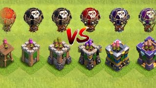 Every level Archer tower vs every level balloon base formation clashofclans game [upl. by Dnamra942]