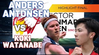 Badminton ANDERS ANTONSENDEN VS KOKI WATANABEJPN FINAL VICTOR DENMARK OPEN 2024 [upl. by Haslam]