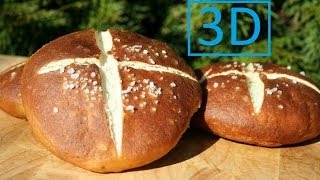 Pretzel Buns Laugen HamburgerBuns ganz einfach selbst gemacht 3D Version [upl. by Eatnahs937]