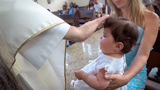 BATIZADO DA LAURA NO BRASIL Igreja em Santos SP  Daily Vlog em Familia Férias Brancoala [upl. by Garik]