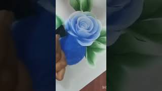 Easy rose flower 💙💙subscribe handworkembroidary trending handpainted freehandpainting art [upl. by Eulaliah]