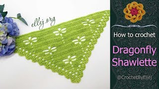 ♥ How To Crochet Dragonfly Shawl • FIlet Crochet • Free Crochet Pattern And Tutorial • ellejorg [upl. by Fattal]