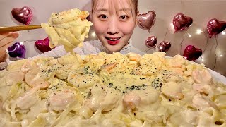 ASMR Creamy Shrimp Pasta【Mukbang Eating Sounds】【English subtitles】 [upl. by Janaya]