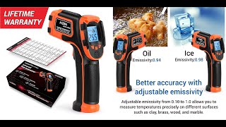 Kizen LaserPro LP300 Infrared Thermometer Non Contact Digital Laser Temperature Gun with LCD Display [upl. by Alekehs611]