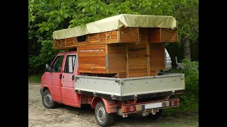 pick up tinyhouse  Absetzkabine aus Holz für einen VW T4  Doka [upl. by Meekar444]