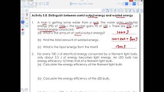 Integrated Science Chapter 5  Energy  Conservation of Energy Efficiency and Sankey Diagram 3 [upl. by Nivag]