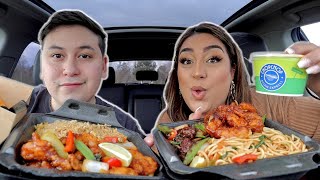 PANDA EXPRESS MUKBANG IN THE CAR  CHOP CHOP SWEDEN  BANGKOK BEEF  CHOW MEIN  SPICY LIME CHICKEN [upl. by Gannon]