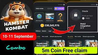 10 September Hamster kombat Daily Combo Today  How To Unlock Oracle Card amp web3 integration Card [upl. by Kwei920]