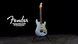 Fender Custom Shop Relic 62 Stratocaster Sonic Blue  Gear4music demo [upl. by Tamsky86]