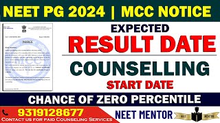 NEET PG 2024 ll Expected Result Date ll Counseling start Date ll zero percentile cut off revision [upl. by Margarete67]