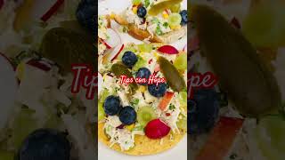 TOSTADAS DE POLLO CON MANZANA  UVAS  melocotón  Arándanos by  Típs con Hope [upl. by Newton]