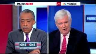 Al Sharpton and Newt Gingrich BATTLE Over Food Stamps and Obama [upl. by Rocker167]