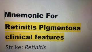 Medical Mnemonic Retinitis Pigmentosa [upl. by Ahsier]