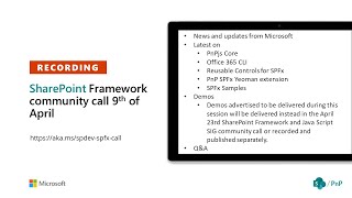 SharePoint PnP  SPFx amp JavaScript SIG community call – 9th of April 2020 [upl. by Anaujnas]