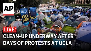 LIVE Cleanup underway after days of proPalestinian protests at UCLA [upl. by Dnalhsa156]