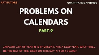 Problems on Calendars  Part 9 Reasoning Shortcuts  Quantitative aptitude for bank tests  SSCCRT [upl. by Anohr945]