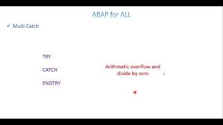 Video 6 SV ABAP  Multi Catch Block [upl. by Waite]