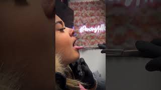 TONGUE PIERCING 👀 Full process [upl. by Haggi]