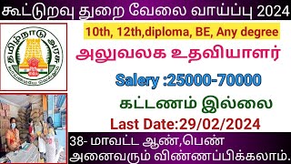 கூட்டுறவு துறை வேலை வாய்ப்பு government jobs 2024 in tamilnaduarasuvelai vaippu 2024tn govt job [upl. by Florenza]