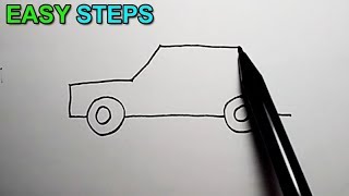 SIMPLEST WAY on How to draw a car  Easy Drawing [upl. by Hayman]