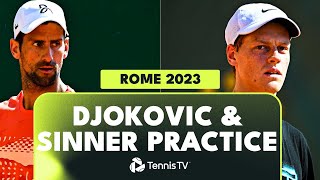 Novak Djokovic amp Jannik Sinner Practice Highlights  Rome 2023 [upl. by Ertnom709]