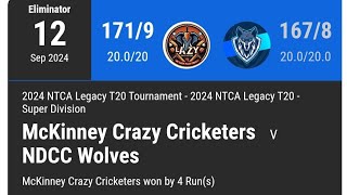 Legacy T20  Wolves Vs McKinney Crazy Cricketers  NTCA 2024 [upl. by Atter445]