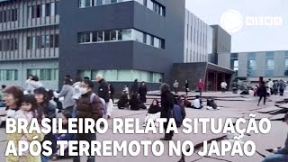 Brasileiro relata situação após terremoto no Japão [upl. by Svetlana266]