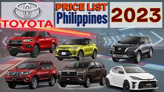 TOYOTA Price List in Philippines 2023 [upl. by Atinreb]