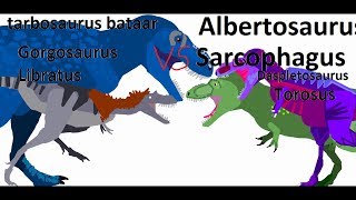 BRS4 Tarbosaurus Vs Daspletosaurus Vs Gorgosaurus Vs Albertosaurus Read desc [upl. by Aonehc]