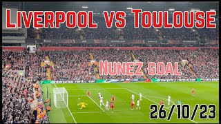 Liverpool vs Toulouse  Núñez goal [upl. by Hitt]