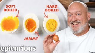 The Secret to Perfect Boiled Eggs Soft Jammy Hard  Epicurious 101 [upl. by Ddot710]