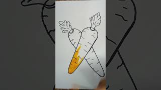 How to draw carrots  carrots cartoon color Easy way step by step Drawing shortsviral [upl. by Elyc]