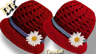 Sombrero tejido a CROCHET para edulto PASO A PASO en todas las TALLAS [upl. by Nnylylloh]