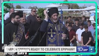 Archbishop blesses sponge docks ahead of Epiphany cross dive in Tarpon Springs [upl. by Enegue544]