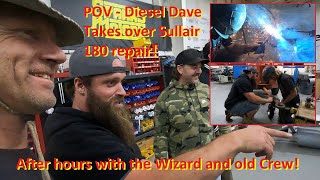 POV  Diesel Dave Takes over Sullair 180 repair After hours with the Wizard and old Crew [upl. by Elodia]