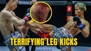 HUGE DAMAGE 😵 ONEs NASTIEST Leg Kicks  NongO Rodtang amp MORE [upl. by Ellimaj]