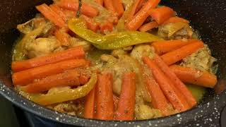 Chicken Tagine with Carrots Recipe  Moroccan cuisine  Moroccan Food [upl. by Eecrad]