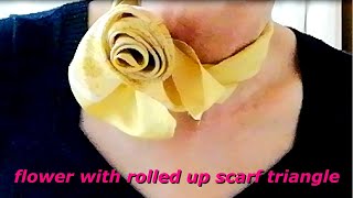 ♥三角に折って花を作る【スカーフの巻き方】how to wear a scarf rolled up and make a flower [upl. by Florida]