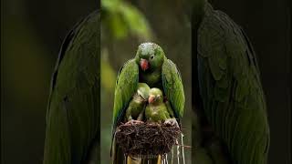 Parrot Shields Chicks from Intense Rainstorm rain parrots wildanimals [upl. by Nodal]