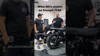 Mitas E07 tire review by our customer Worth the sacrifice Your bike your choice Triumph T100 [upl. by Arakal]