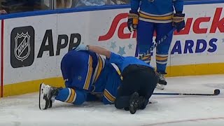 Philip Broberg Leaves Game With Injury After Colliding With Mitch Marner [upl. by Wolfort281]